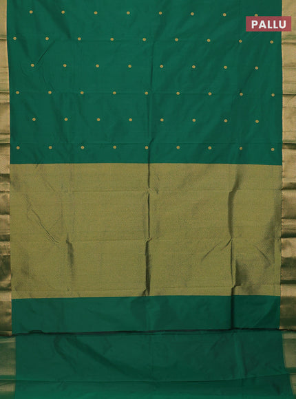 Arani semi silk saree green with zari woven buttas and zari woven border