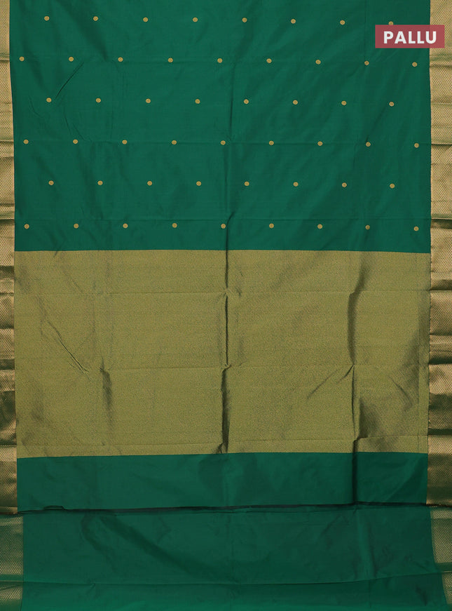 Arani semi silk saree green with zari woven buttas and zari woven border