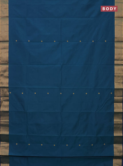 Arani semi silk saree dual shade of teal green with zari woven buttas and zari woven border