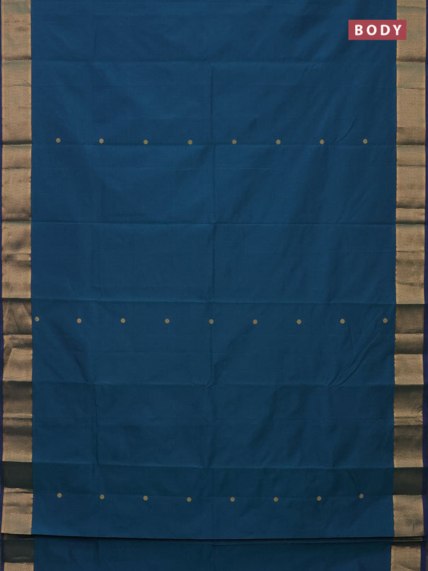 Arani semi silk saree dual shade of teal green with zari woven buttas and zari woven border