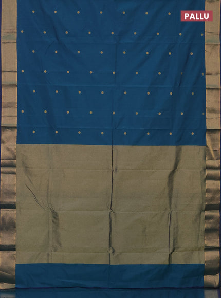 Arani semi silk saree dual shade of teal green with zari woven buttas and zari woven border