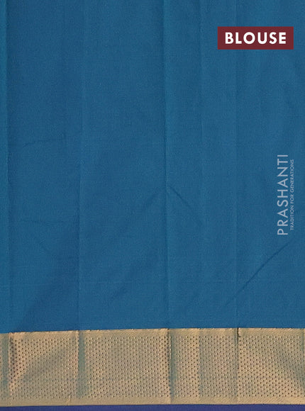 Arani semi silk saree dual shade of teal green with zari woven buttas and zari woven border