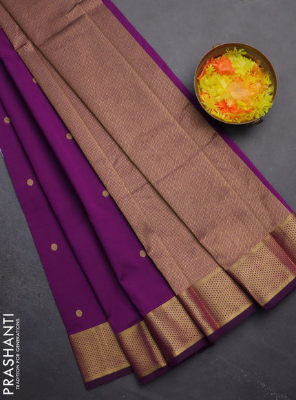 Arani semi silk saree purple with zari woven buttas and zari woven border