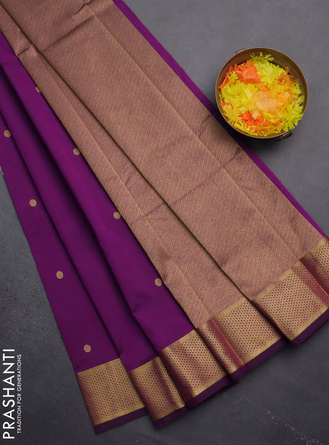 Arani semi silk saree purple with zari woven buttas and zari woven border