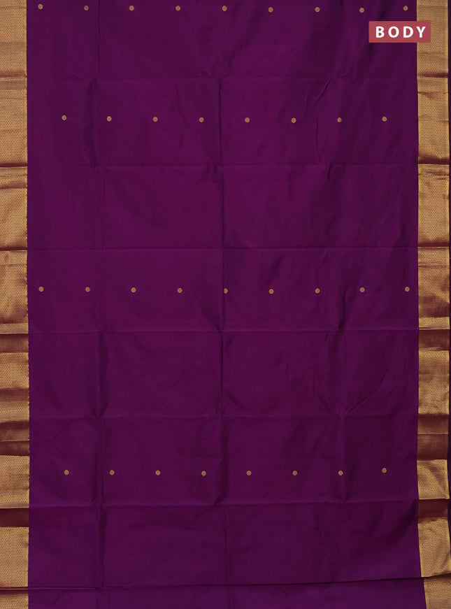Arani semi silk saree purple with zari woven buttas and zari woven border