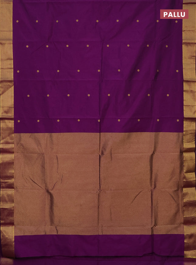Arani semi silk saree purple with zari woven buttas and zari woven border
