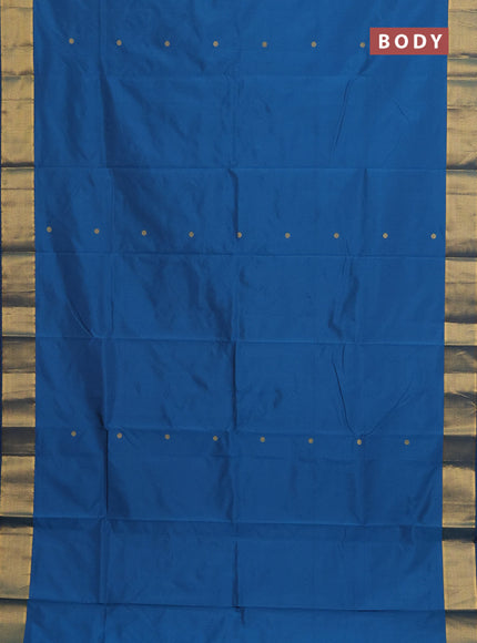 Arani semi silk saree peacock blue with zari woven buttas and zari woven border