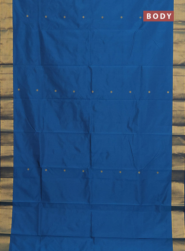 Arani semi silk saree peacock blue with zari woven buttas and zari woven border