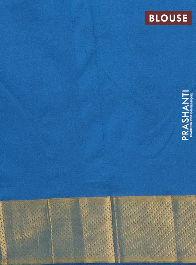 Arani semi silk saree peacock blue with zari woven buttas and zari woven border