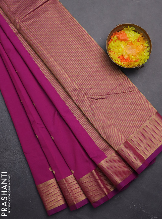 Arani semi silk saree purple shade with zari woven buttas and zari woven border