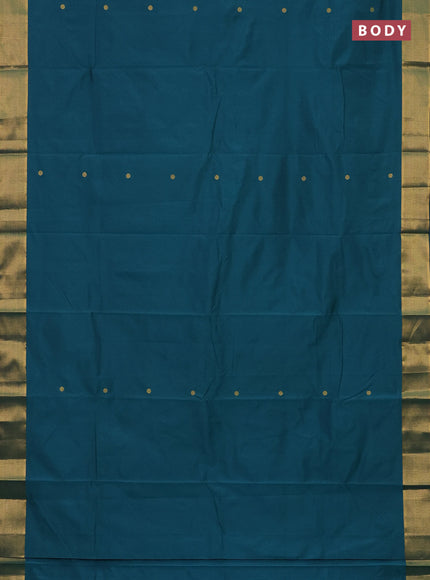 Arani semi silk saree peacock green with zari woven buttas and zari woven border