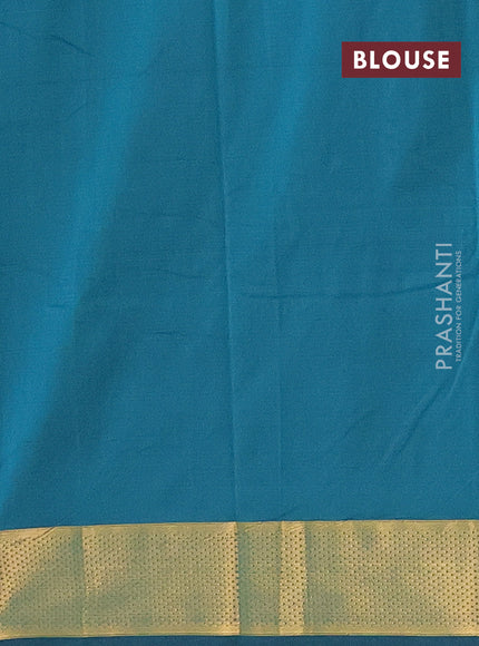 Arani semi silk saree peacock green with zari woven buttas and zari woven border