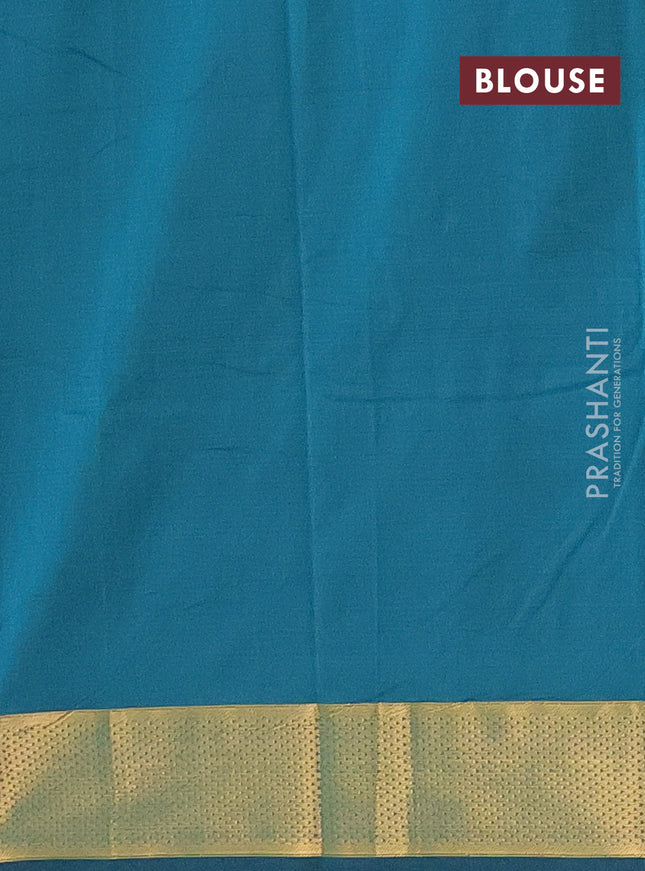 Arani semi silk saree peacock green with zari woven buttas and zari woven border