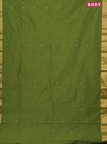 Arani semi silk saree sap green with zari woven buttas and zari woven border