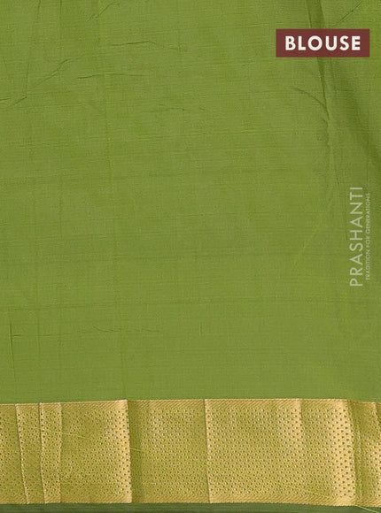 Arani semi silk saree sap green with zari woven buttas and zari woven border