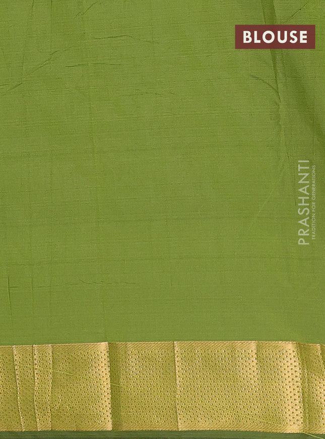 Arani semi silk saree sap green with zari woven buttas and zari woven border