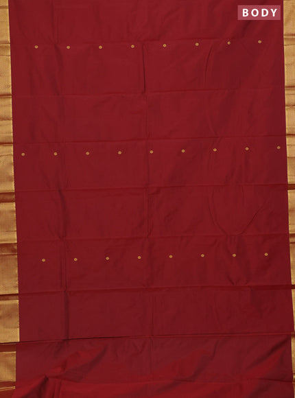 Arani semi silk saree maroon with zari woven buttas and zari woven border