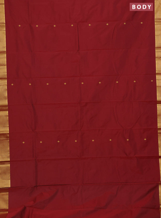 Arani semi silk saree maroon with zari woven buttas and zari woven border