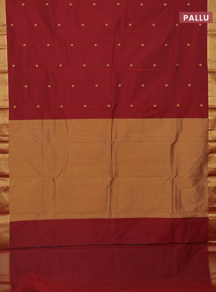 Arani semi silk saree maroon with zari woven buttas and zari woven border