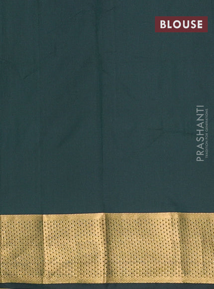 Arani semi silk saree bottle green with zari woven buttas and zari woven border