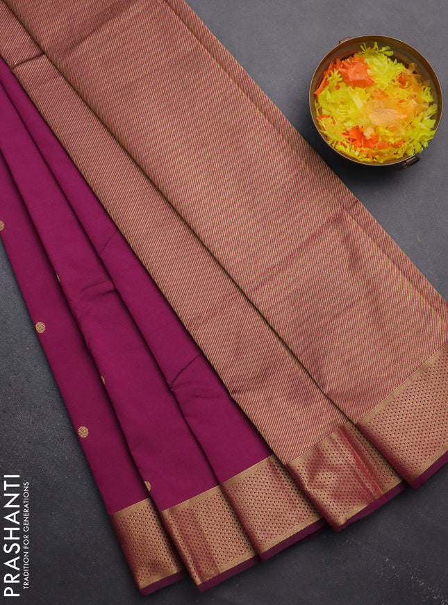 Arani semi silk saree purple with zari woven buttas and zari woven border