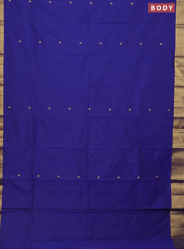 Arani semi silk saree dark blue with zari woven buttas and zari woven border