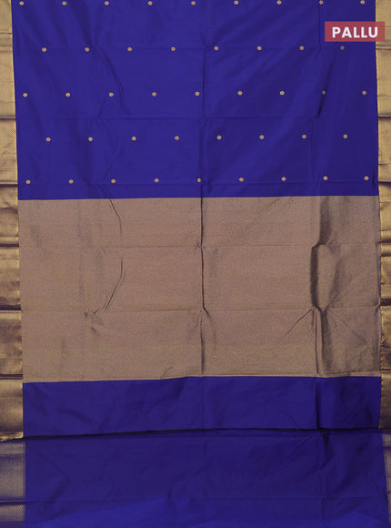 Arani semi silk saree dark blue with zari woven buttas and zari woven border