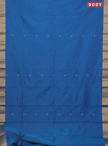 Arani semi silk saree dual shade of cs blue with zari woven buttas and zari woven border