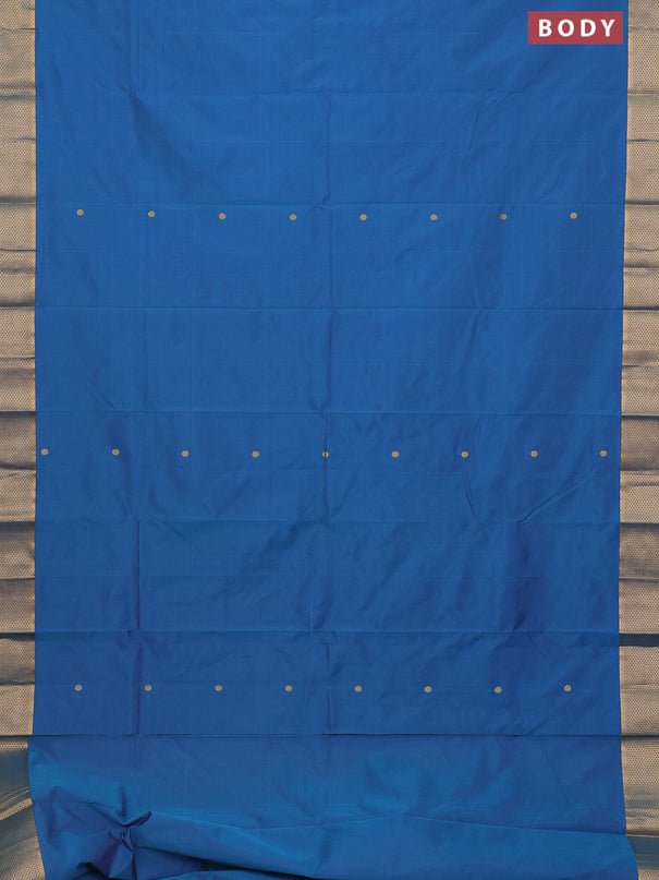 Arani semi silk saree dual shade of cs blue with zari woven buttas and zari woven border