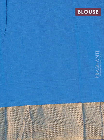 Arani semi silk saree dual shade of cs blue with zari woven buttas and zari woven border