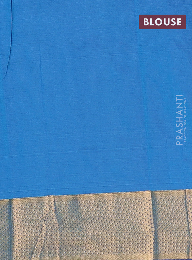 Arani semi silk saree dual shade of cs blue with zari woven buttas and zari woven border