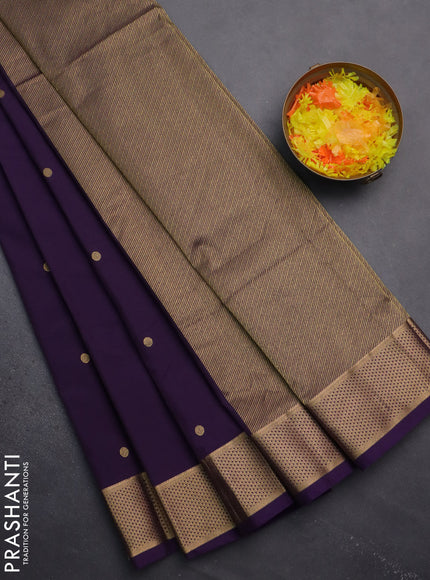 Arani semi silk saree deep violet with zari woven buttas and zari woven border