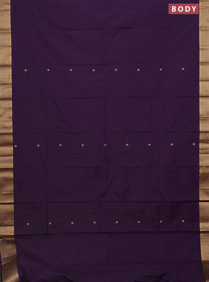 Arani semi silk saree deep violet with zari woven buttas and zari woven border