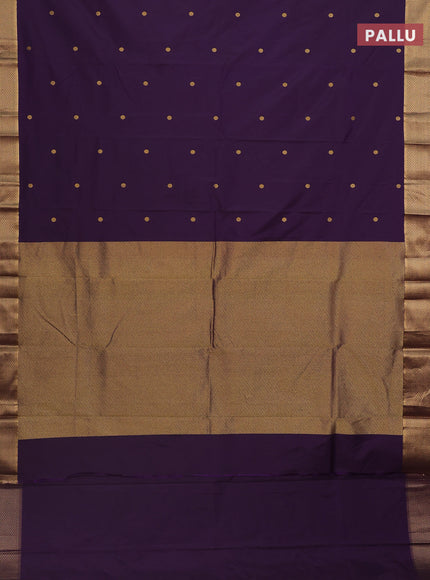 Arani semi silk saree deep violet with zari woven buttas and zari woven border