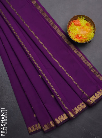 Arani semi silk saree purple with rudhraksha & paisley zari woven buttas and zari woven border