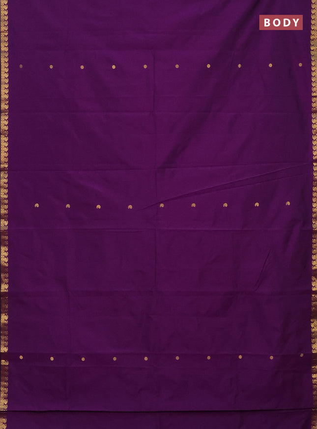 Arani semi silk saree purple with rudhraksha & paisley zari woven buttas and zari woven border