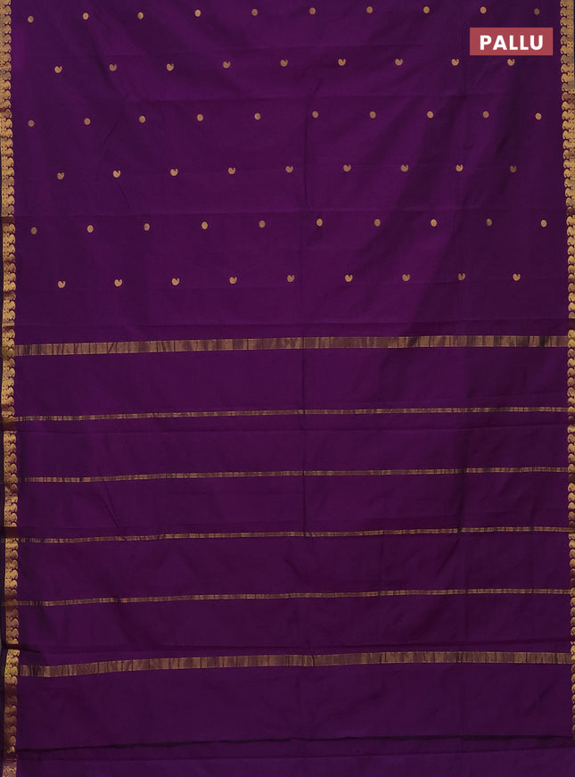 Arani semi silk saree purple with rudhraksha & paisley zari woven buttas and zari woven border
