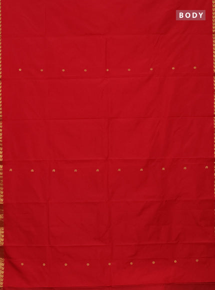 Arani semi silk saree red with rudhraksha & paisley zari woven buttas and zari woven border