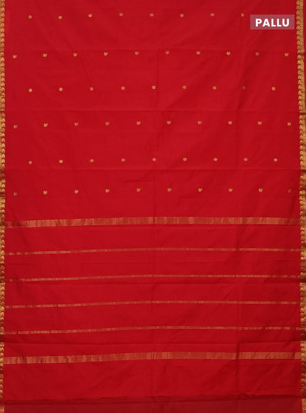 Arani semi silk saree red with rudhraksha & paisley zari woven buttas and zari woven border