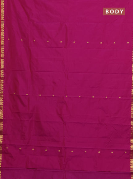 Arani semi silk saree dark magenta pink with rudhraksha & paisley zari woven buttas and zari woven border