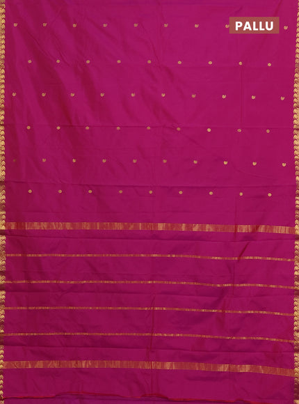 Arani semi silk saree dark magenta pink with rudhraksha & paisley zari woven buttas and zari woven border