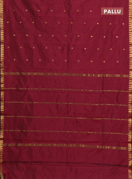 Arani semi silk saree maroon shade with rudhraksha & paisley zari woven buttas and zari woven border