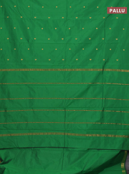 Arani semi silk saree green with rudhraksha & paisley zari woven buttas and zari woven border