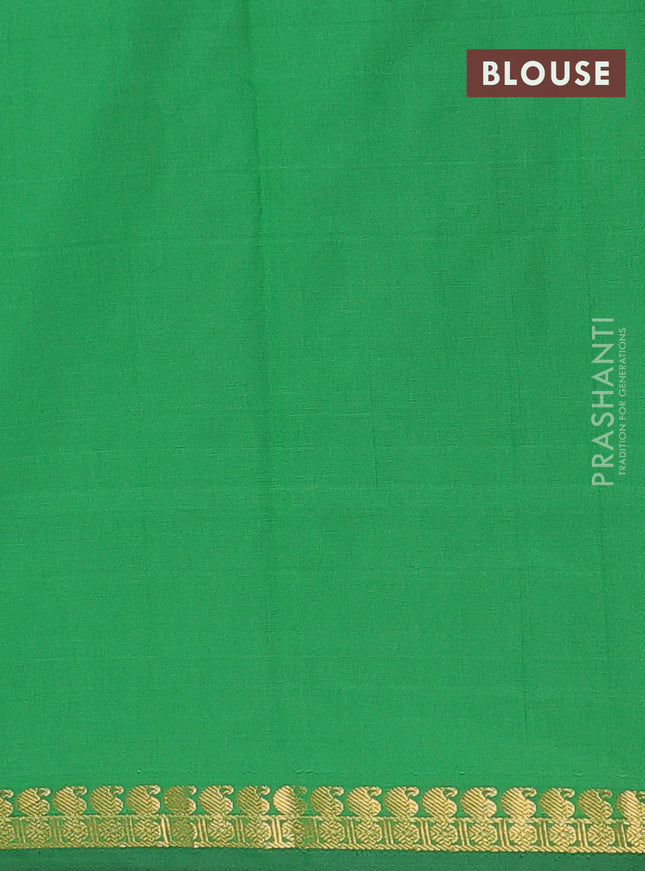 Arani semi silk saree green with rudhraksha & paisley zari woven buttas and zari woven border