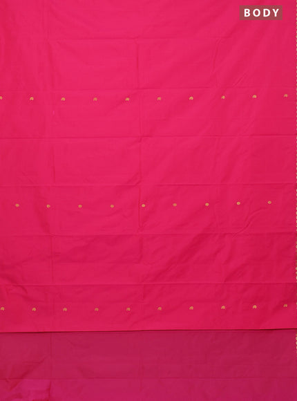 Arani semi silk saree pink with rudhraksha & paisley zari woven buttas and zari woven border