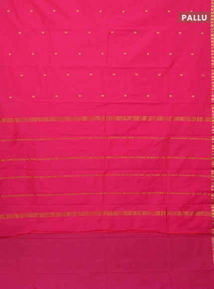 Arani semi silk saree pink with rudhraksha & paisley zari woven buttas and zari woven border