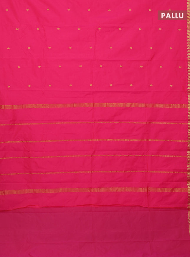 Arani semi silk saree pink with rudhraksha & paisley zari woven buttas and zari woven border