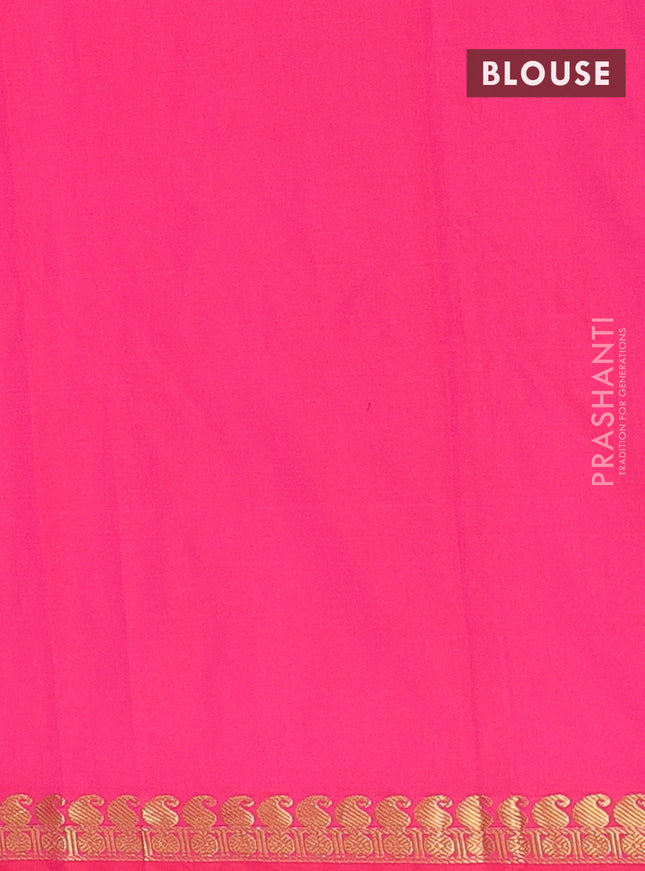 Arani semi silk saree pink with rudhraksha & paisley zari woven buttas and zari woven border