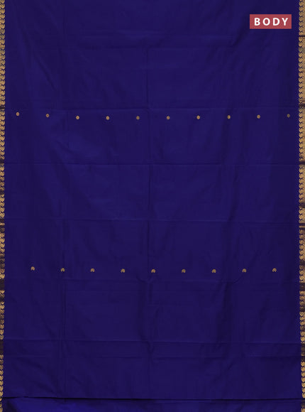 Arani semi silk saree dark blue with rudhraksha & paisley zari woven buttas and zari woven border