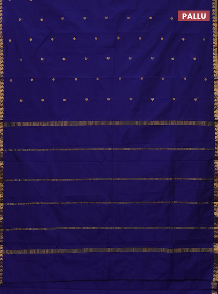 Arani semi silk saree dark blue with rudhraksha & paisley zari woven buttas and zari woven border